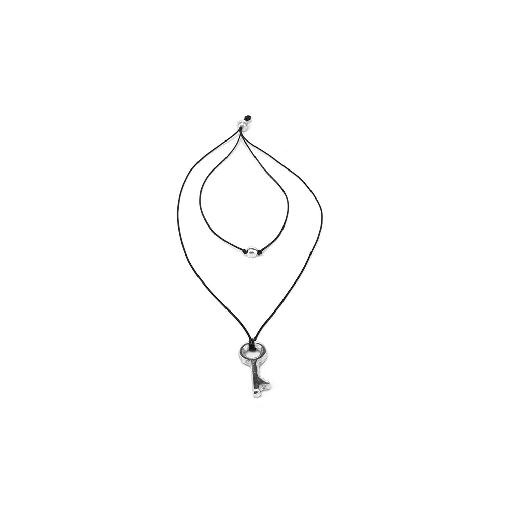 COLLANA 2 FILI SFERA E CHIAVE