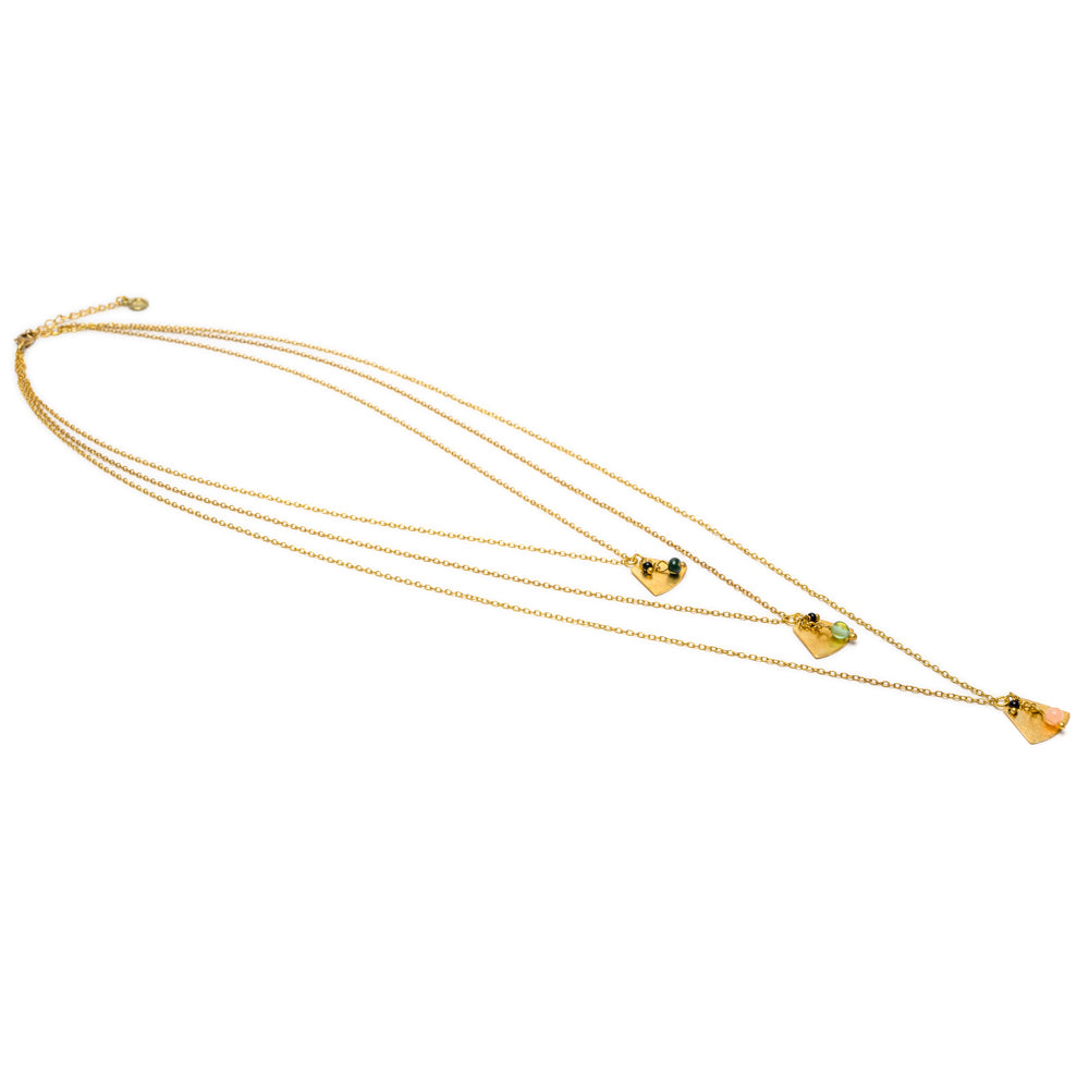 COLLANA 3 FILI ELEMENTI TRIBALI MINI SFERE