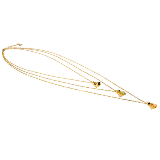 COLLANA 3 FILI ELEMENTI TRIBALI MINI SFERE