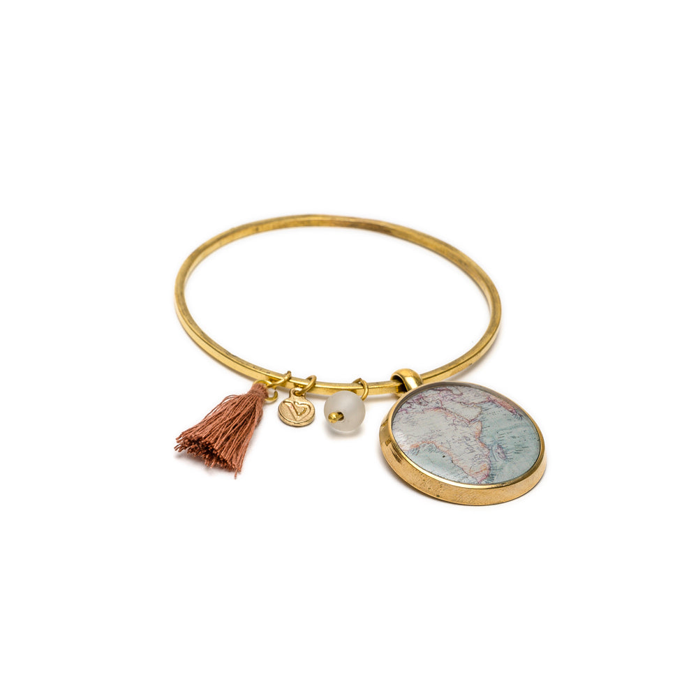 BRACCIALE BANGLE MEDAGLIONE 1 MAPPA AFRICA