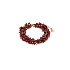 BRACCIALE ELASTICO MOGRA PERLE ROSSE