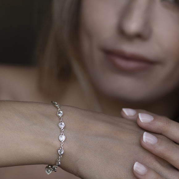 BRACCIALE CATENA PUNTI LUCE CUORI