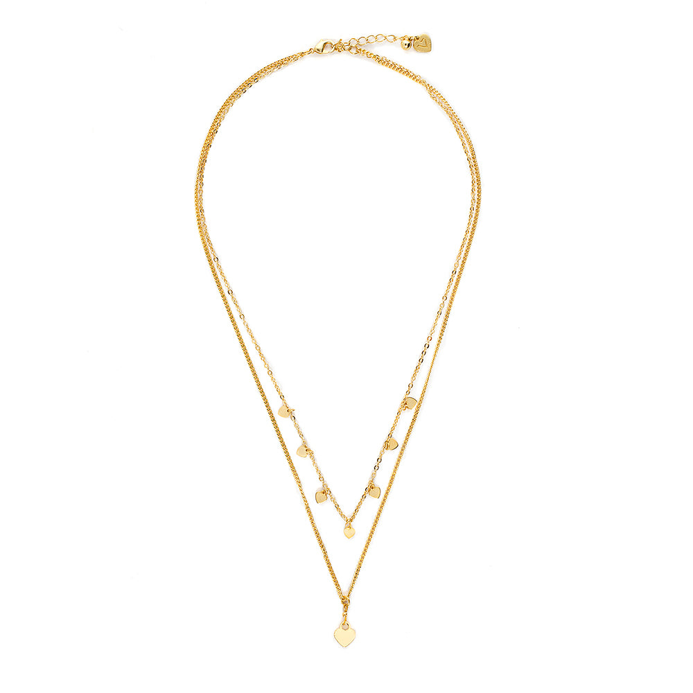COLLANA 2 CATENE CHARM CUORI