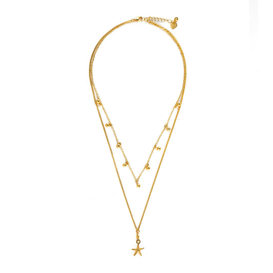 COLLANA 2 CATENE CHARMS STELLA MARINA