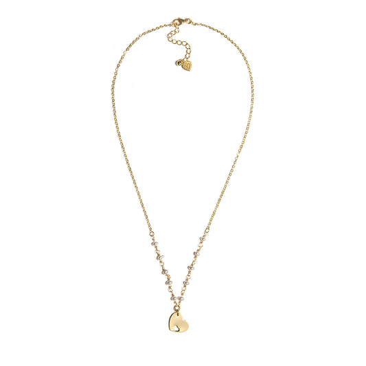 COLLANA PERLE E CUORE BUCATO GOLD
