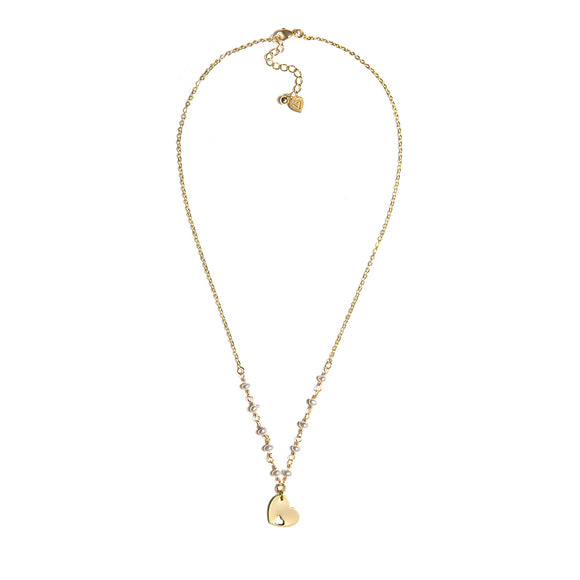 COLLANA PERLE E CUORE BUCATO GOLD