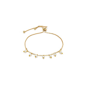 BRACCIALE REGOLABILE MICRO PERLE PENDENTI GOLD