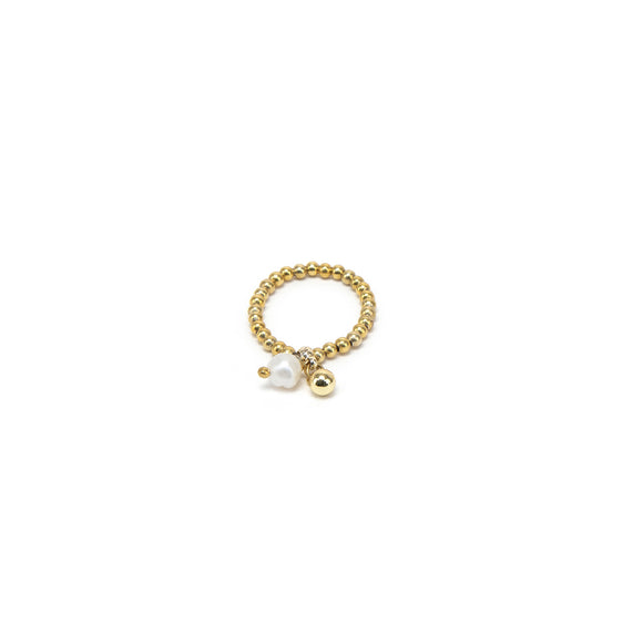 ANELLO ELASTICO PERLA PENDENTE GOLD