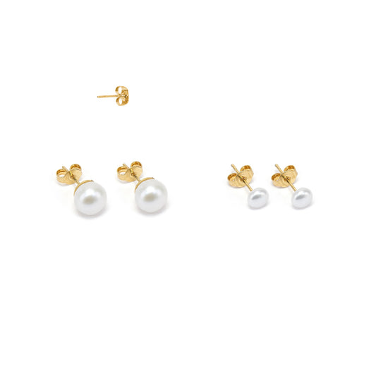 ORECCHINI 2 PAIA DI PERLE REGOLARI GOLD