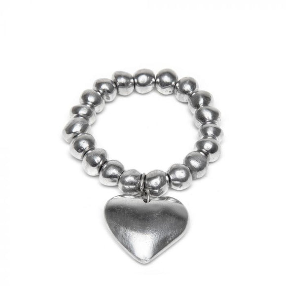 BRACCIALE ELASTICO SFERE GRANDI/CUORE