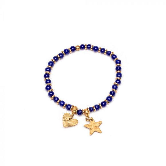 BRACCIALE ELASTICO STELLA/CUORE BLU